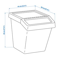 Measurement Illustration - SORTERA sorting bin with lid