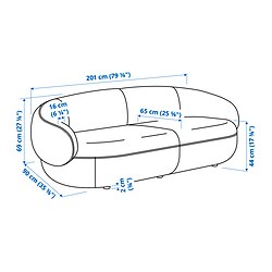 Ilustración de medidas - LILLESÄTER sofá