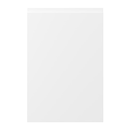 Mueble de cocina blanco VOXTORP con tiradores integrados, diseño minimalista, superficie lisa mate.