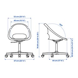 Measurement Illustration - ELDBERGET/MALSKÄR swivel chair
