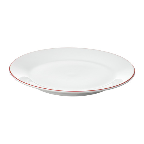 Placa blanca VINTERFINT con borde rojo, redonda, diseño sencillo. Fabricado en porcelana de feldespato.