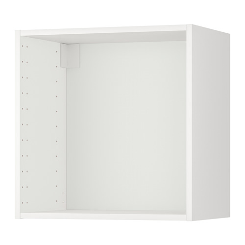 Mueble de pared METOD blanco, cuadrado, abierto, vacío, interior blanco, marco de madera, bordes uniformes.