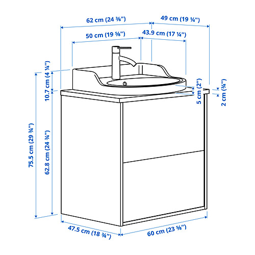 TÄNNFORSEN / RUTSJÖN, sink cabinet with drawers and HAMNSKÄR tap. 8 of 8 open dialog