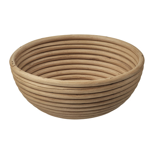 BANDSLÄTTING: cesta circular de ratán tejido con color natural, diseño sólido.