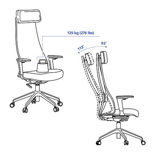 JÄRVFJÄLLET, office chair with armrests 4 of 13 open dialog