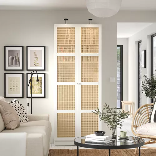 IKEA Puerto Rico - BILLY/HÖGADAL bookcase with doors, white/bamboo