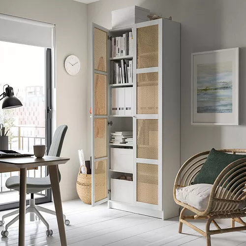 IKEA Puerto Rico - BILLY/HÖGADAL bookcase with doors, white/bamboo