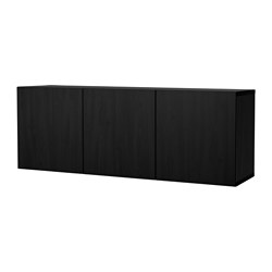 BESTÅ, wall-mounted cabinet with doors, Black-brown / Lappviken black-brown