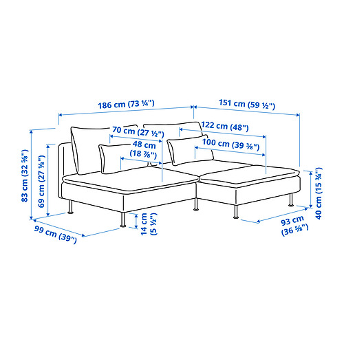 SÖDERHAMN, sectional, 3 seat 5 of 5 open dialog
