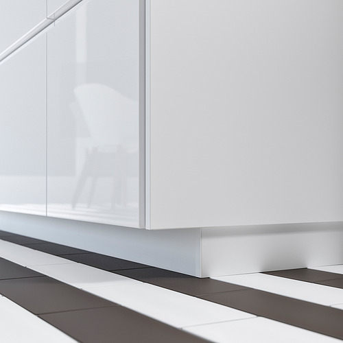 Mueble de cocina blanco brillante con un elegante diseño rectangular.