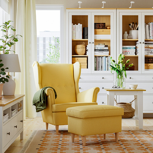STRANDMON, wing chair with ottoman. 2 of 8 open dialog