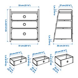 Measurement Illustration - LOTE Chest of 3 drawers