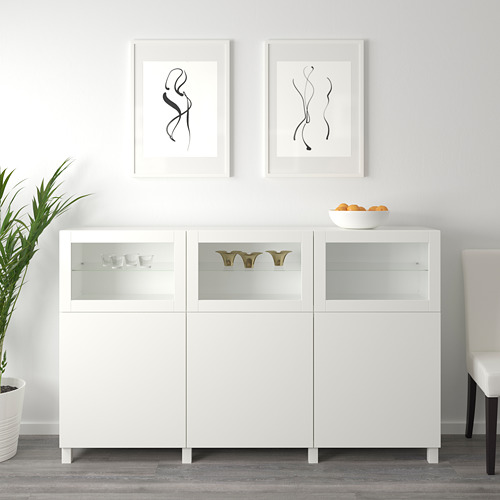 BESTÅ, display cabinet with doors 7 of 8 open dialog
