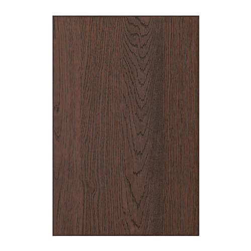 Panel de chapa de roble de madera oscura con textura de grano visible, forma rectangular, color uniforme.