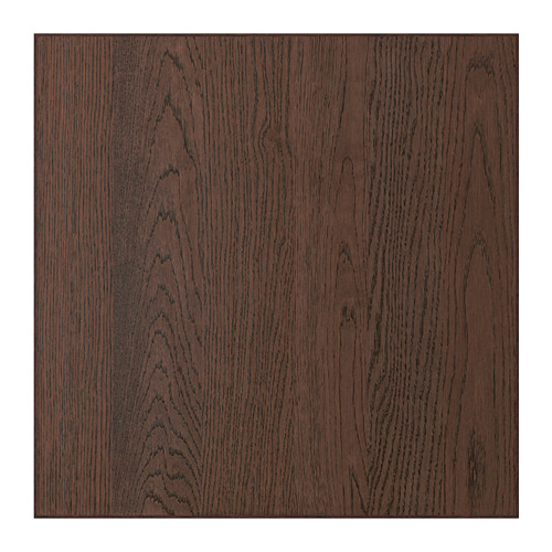 Panel de madera de roble marrón oscuro, forma cuadrada, textura de grano natural, diseño moderno.