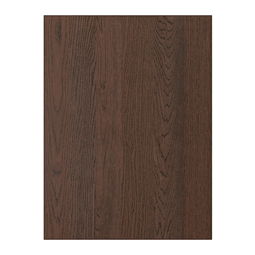 Frente de gabinete SINARP marrón oscuro, vetas de madera de roble con borde de madera maciza.