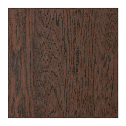 Panel de madera de color marrón oscuro con vetas visibles. Forma cuadrada. Fabricado en chapa de roble.