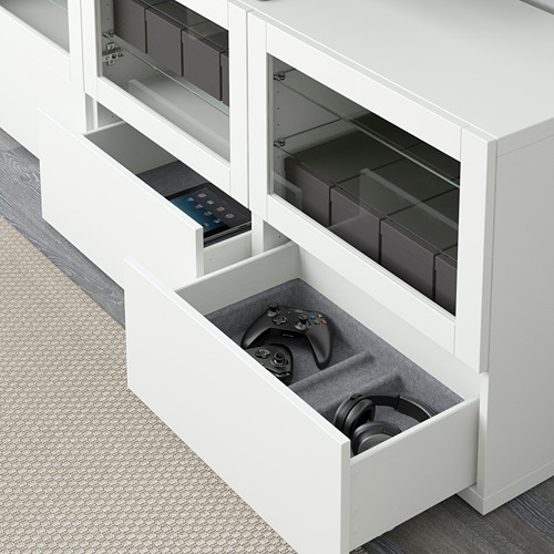 BESTÅ, TV bench with drawer runner, soft-closing. 4 of 6 open dialog