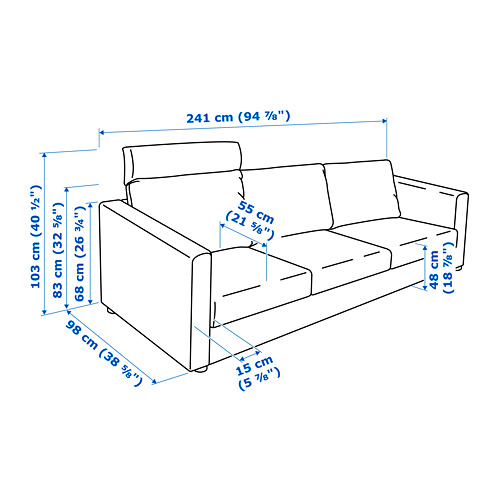 VIMLE, 3 seat sofa with headrest. 9 of 9 open dialog