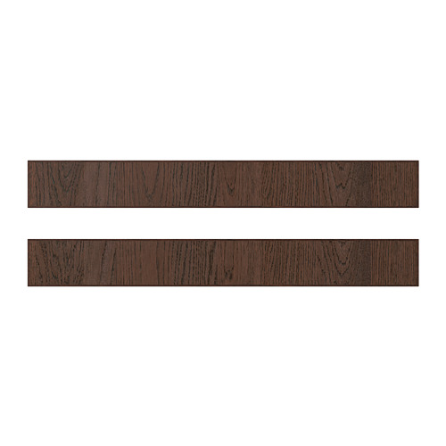 Dos tablones de madera marrón, cada uno con textura de vetas de madera visible y bordeados con bordes de roble macizo.