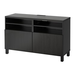 BESTÅ, banco para TV con puertas, Negro-marrón / Lappviken negro-marrón
