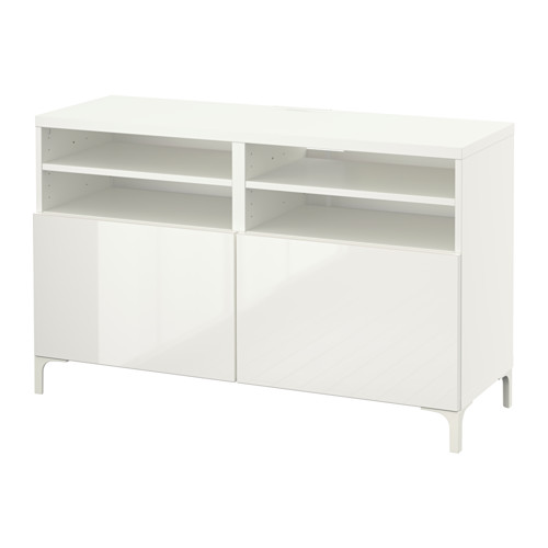 Banco de tv Ikea BESTÅ, blanco, con almacenaje y gestión de cables.