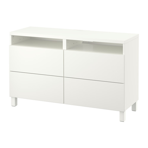 Mueble de tv blanco BESTÅ con estantes y cajones, diseño moderno.