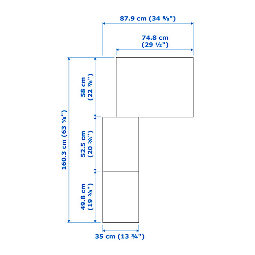 Ilustración con medidas del producto: PAX.