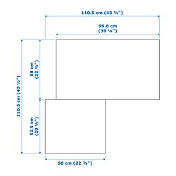 Ilustración de medidas - PAX/GRIMO closet de esquina