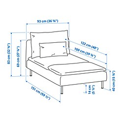 Ilustración de medidas - SÖDERHAMN chaiselongue