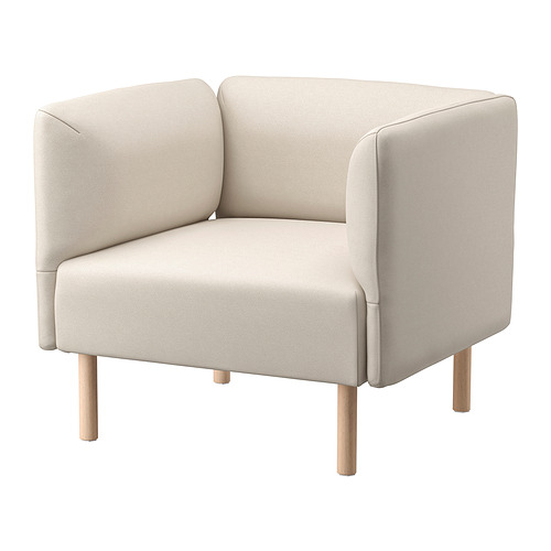 Un sofá modular de tela de color beige claro llamado LILLEHEM con patas de madera, diseñado para brindar comodidad y versatilidad.