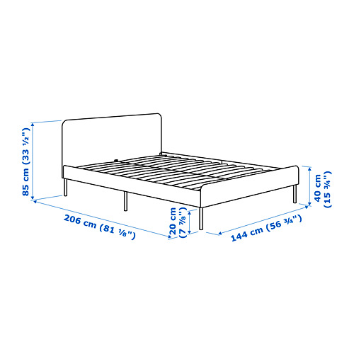 Ilustración con medidas del producto: SLATTUM.