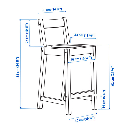NORDVIKEN, bar stool with backrest 4 of 5 open dialog