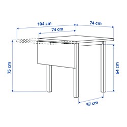 Ilustración de medidas - NORDVIKEN/SKOGSBO mesa y 2 sillas