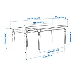 Measurement Illustration - INGATORP/STEFAN table and 4 chairs