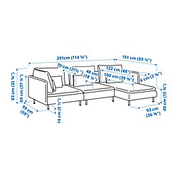 Measurement Illustration - SÖDERHAMN 4-seat sofa with chaiselongue