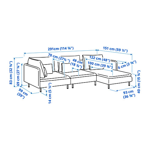 SÖDERHAMN, sectional, 4-seat with chaise 7 of 7 open dialog