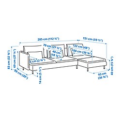 Ilustración de medidas - SÖDERHAMN sofá 4 plazas con chaiselongue
