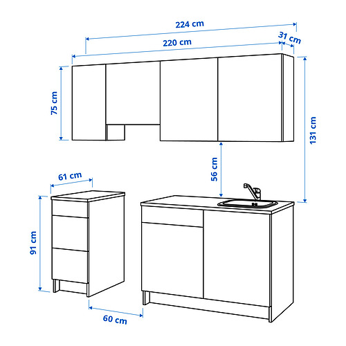 Ilustración con medidas del producto: KNOXHULT.