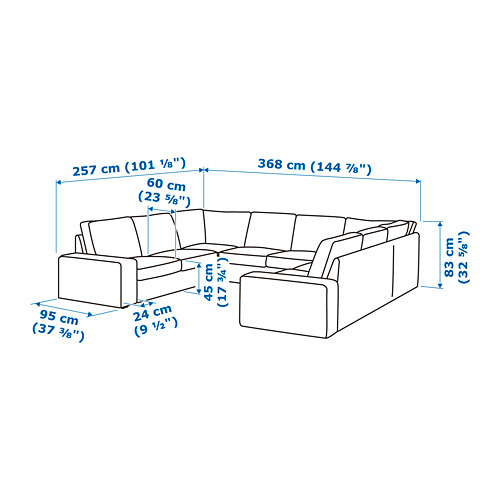 Ilustración con medidas del producto: KIVIK.