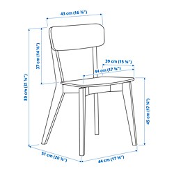 Measurement Illustration - LISABO table and 2 chairs