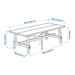 Ilustración de medidas - SKOGSTA mesa de comedor