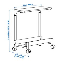 Measurement Illustration - LÅNESPELARE computer cart with shelf