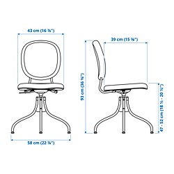 Measurement Illustration - BJÖRKBERGET swivel chair