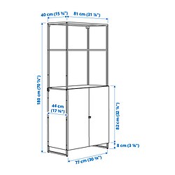 Ilustración de medidas - JOSTEIN estantería con puertas