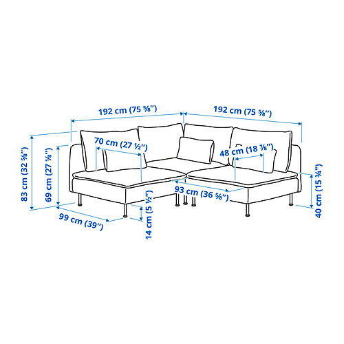 SÖDERHAMN, sectional, 3-seat corner 7 of 7 open dialog