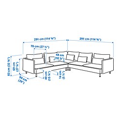 Ilustración de medidas - SÖDERHAMN sofá 6 plazas esquina