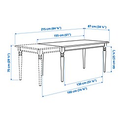 Measurement Illustration - ROSENTORP extendable table