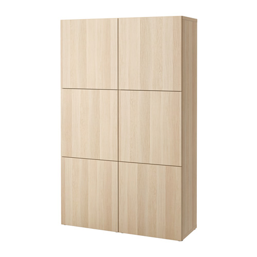 Armario de madera clara BESTÅ con seis puertas, rectangular, diseño sencillo para el almacenamiento en casa.