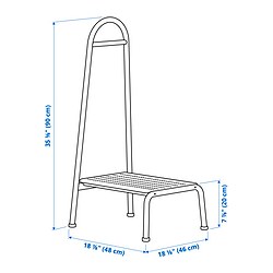 Measurement Illustration - BÄSINGEN step stool with handrail